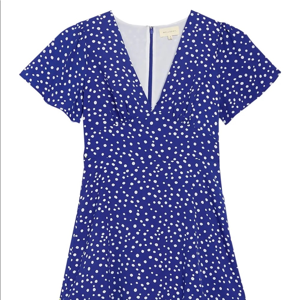 Melloday V-neck Short Sleeve Ditsy Print Dress
